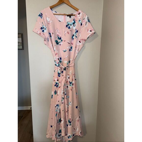 Lane Bryant Size 18 Lena High Low Dress Pastel Pink Blue Floral Modest Feminine - Picture 5 of 15